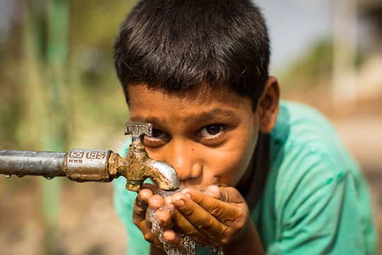 Boy drinking water