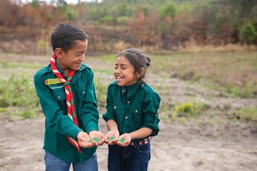 Two children laughing