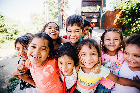 A group of children playing and laughing