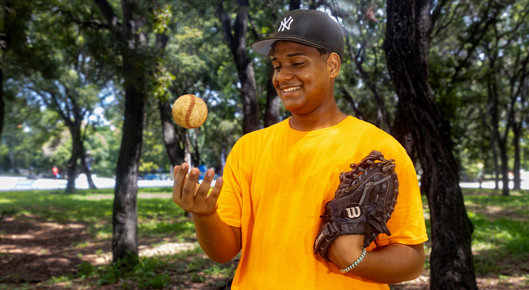 Gabriel of Domincan Republic plays baseball.