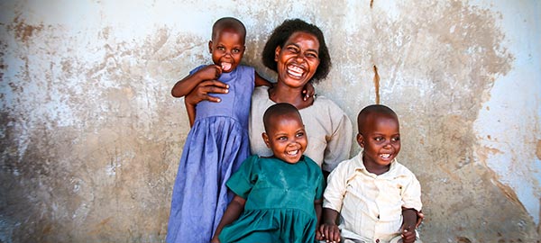 A woman with her three children