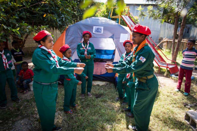 Young teens participate in camp activities