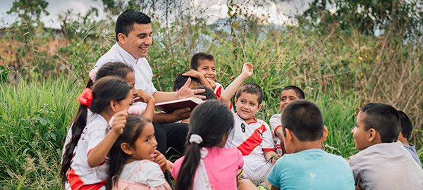 Class of Children outside