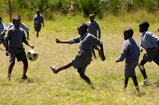 boys playing soccer