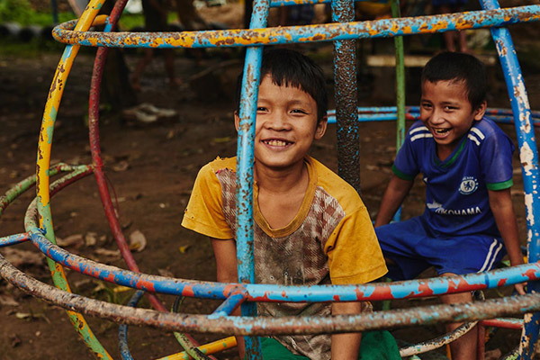 Boys playing on a playground