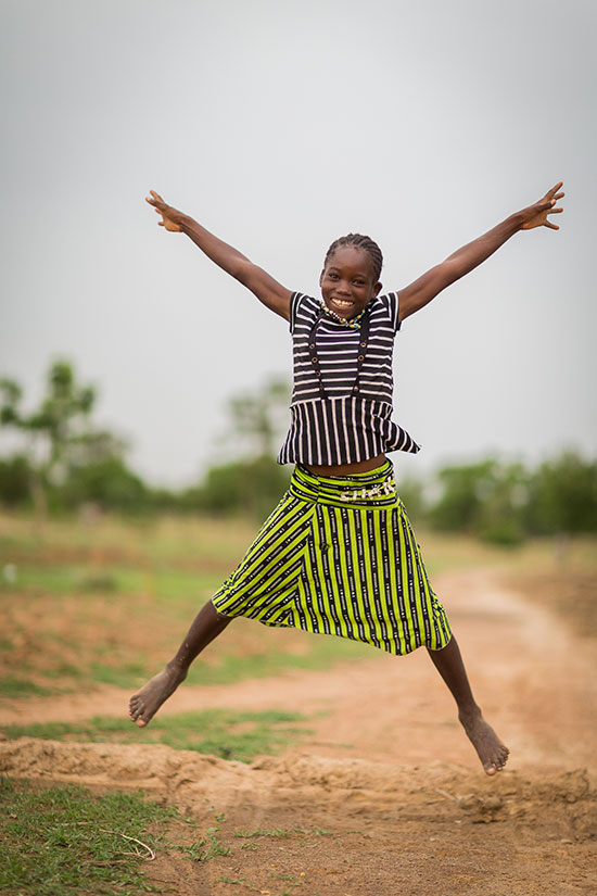 A girl jumping in the air