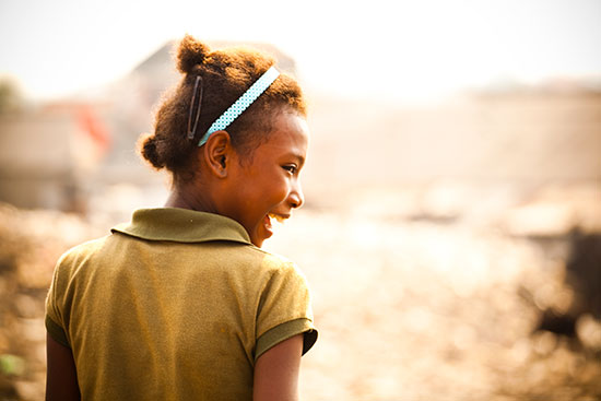 A girl looking back over her shoulder