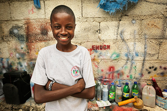 A young boy smiling 