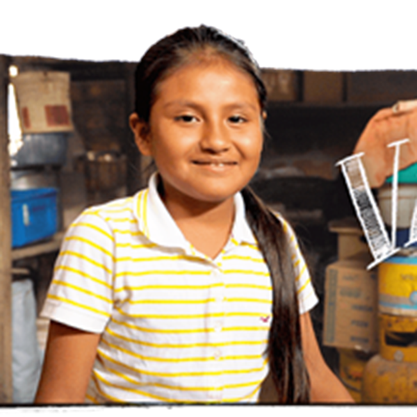 a young girl with a pony tail wearing a yellow and white striped shirt